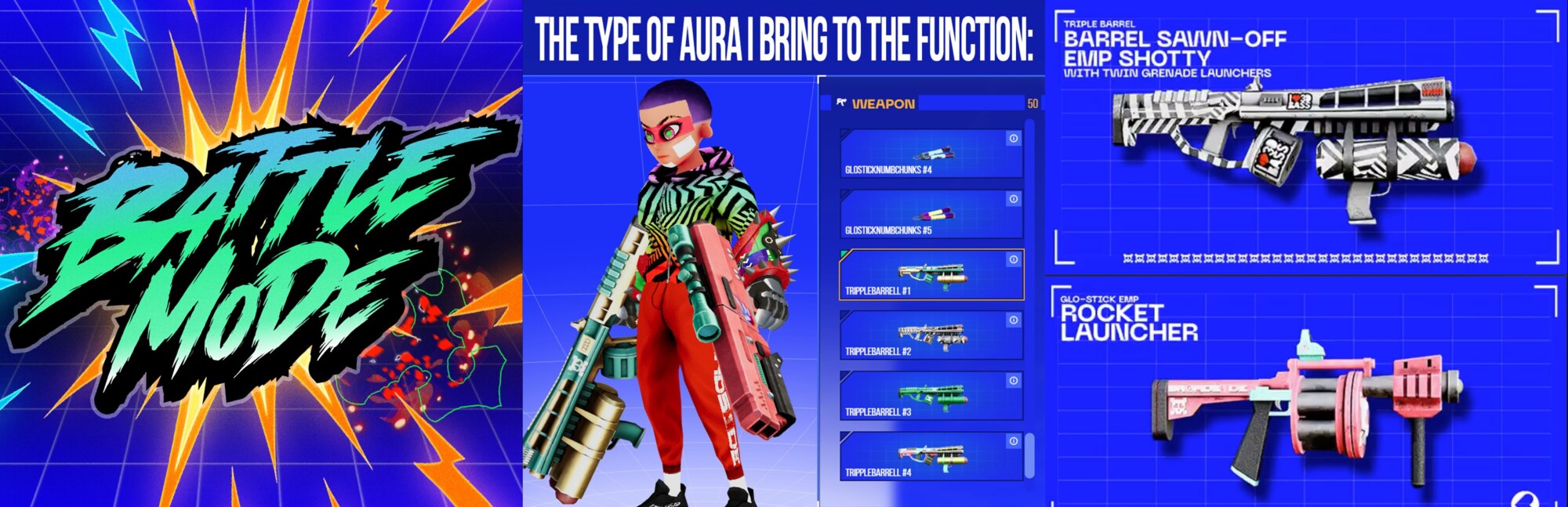 Battle Mode — action figure loadout and weapon inventory