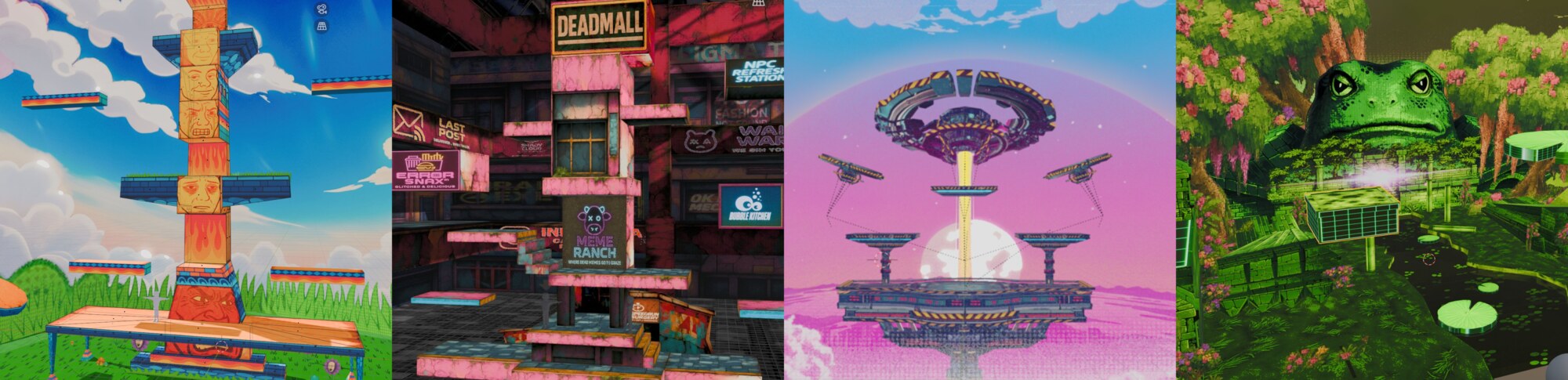 Battle Mode levels — Totempole, Deadmall, UFO platform, Pepe Swamp
