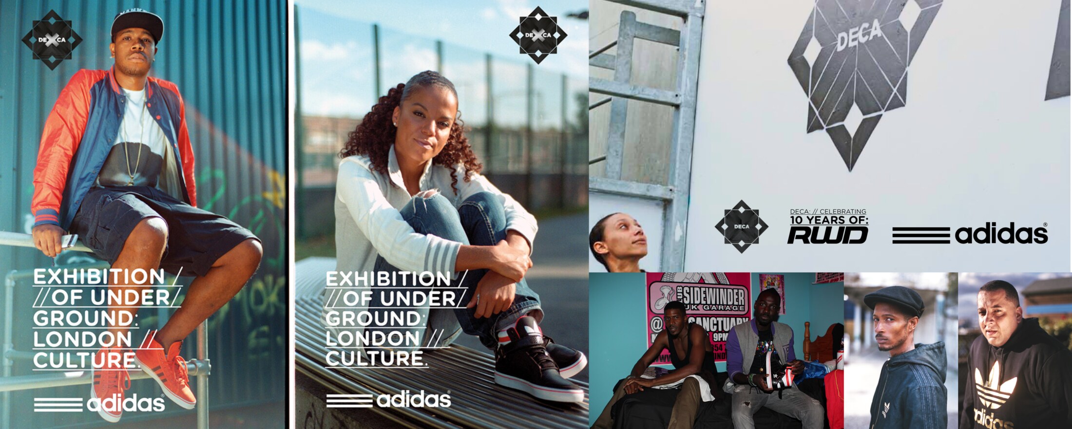 DECA — celebrating 10 years of RWD, De×ca's Exhibition of Underground: London Culture, and faces from the film shot outside Club Sidewinder